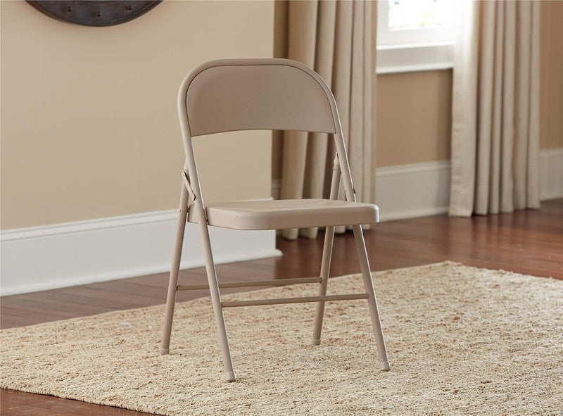 All Steel Metal Folding Chair, Beige, 4 Pack8