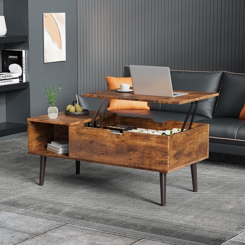 Lift Top Coffee Tables for Living Room, Small Rising Wooden Center Tables with S1