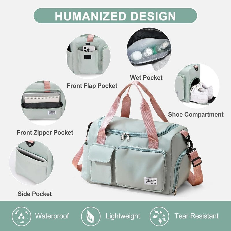 Women Gym Duffle Bag Travel Weekender Carry On w/ Shoe Pocket4