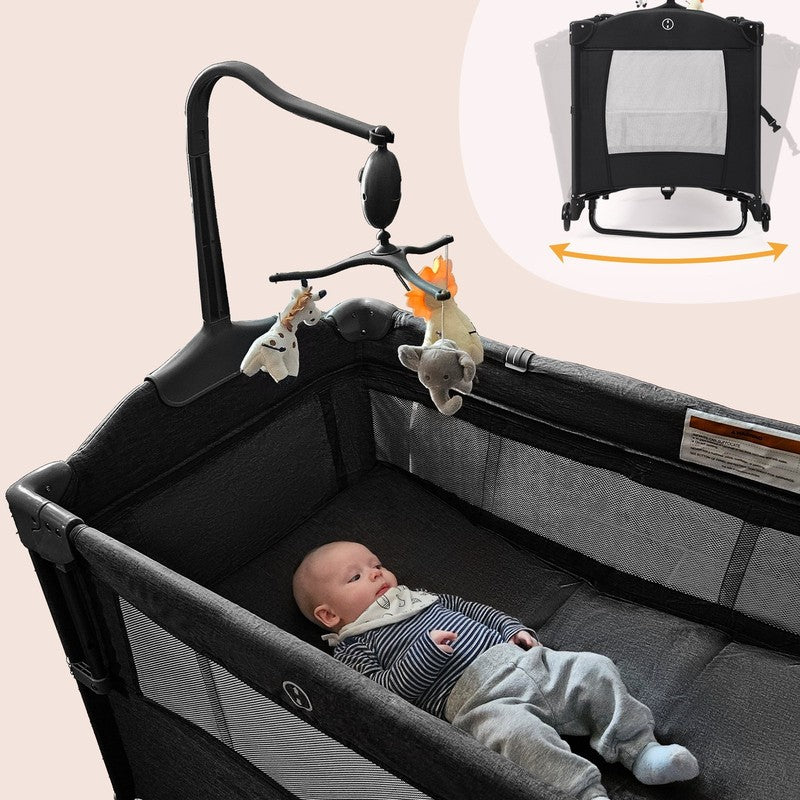 5 in 1 Portable Playard & Bassinet Bedside Sleeper Newborn Toddler Black2