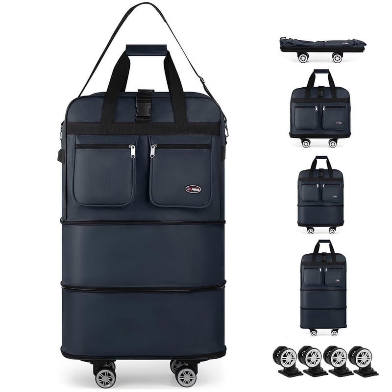 30" Expandable Rolling Duffle Bag Foldable Travel Luggage for Home Storage Movin0