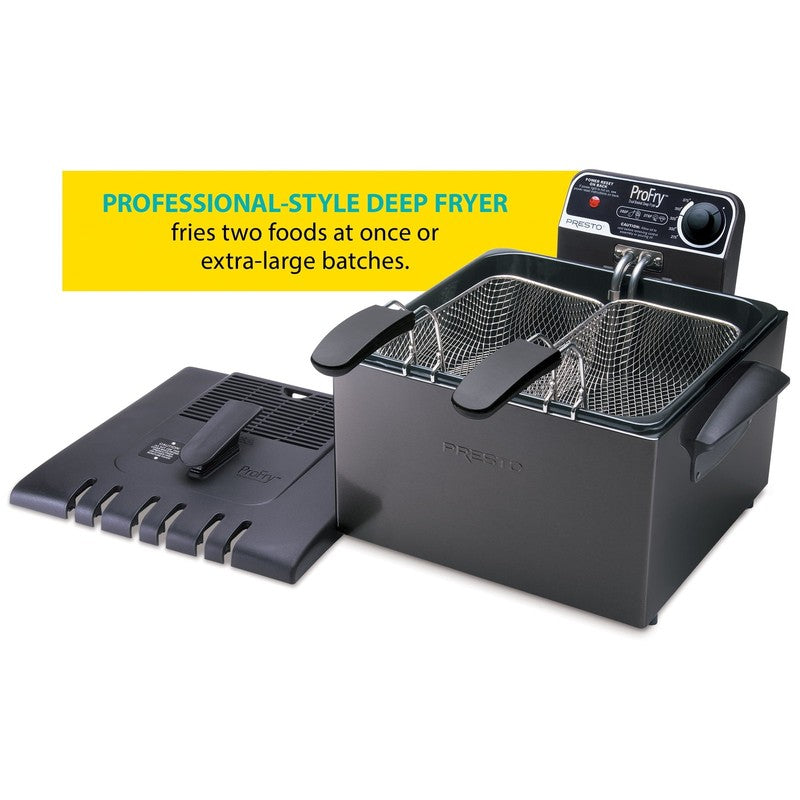 5 Qt Dual Basket Pro Fry Immersion Element Black Deep Fryer 054893