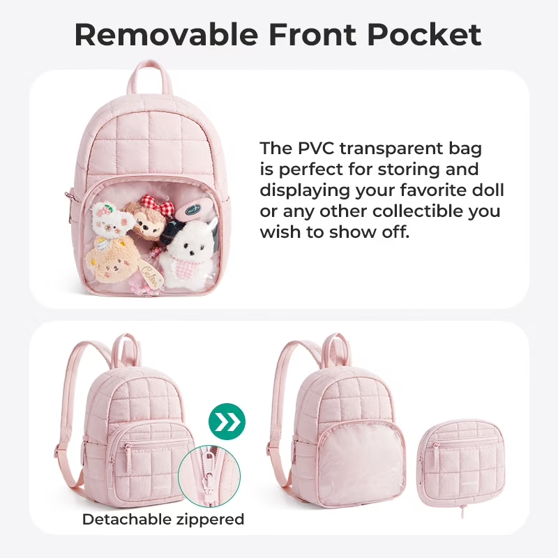 Small Ita Backpack for Women Mini Lightweight Puffer Water Resistant Black5