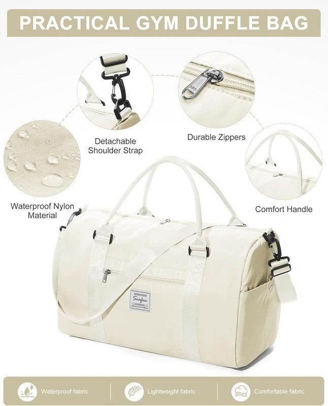 Gym Bag Unisex Shoe Compartment Wet Pocket Travel Duffel Tote Carry On Yoga Swim6