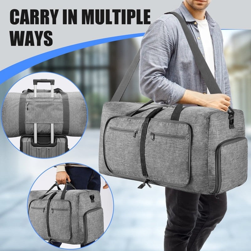 Travel Duffle Bag, 65L Foldable Weekender Bags for Women with Shoe Compartment,5