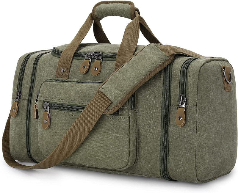 Canvas Duffle Bag for Travel 60L Duffel Overnight Weekender Bag (Army Green)7