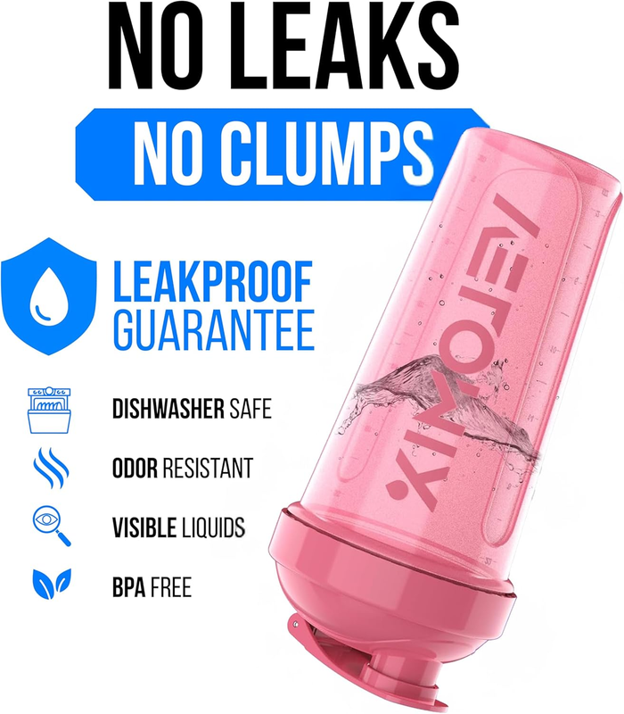 2 Pack 28oz Protein Shaker Bottles Wire Whisk Leakproof Pink Clear2