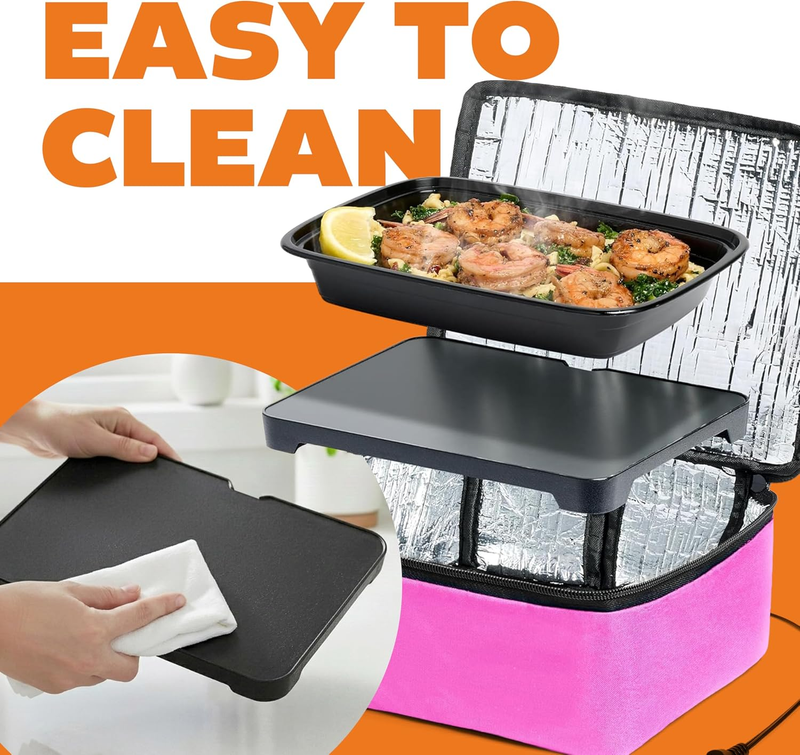 Mini Heated Lunch Box 12V Portable Electric Food Warmer Pink4