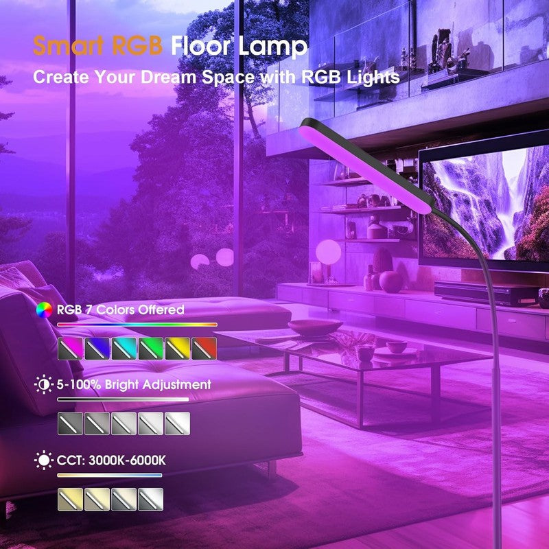 Floor Lamps, RGB Color Changing Dimmer Bright LED Floor Lamp with Stepless Adjus2