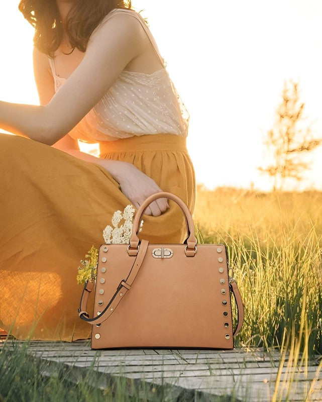Women Satchel Handbag Shoulder Tote Work Bag with Matching Wallet2