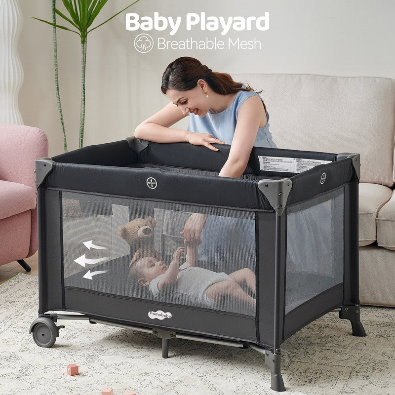 4 In 1 Baby Playard with Bassinet & Changing Table for Newborn5