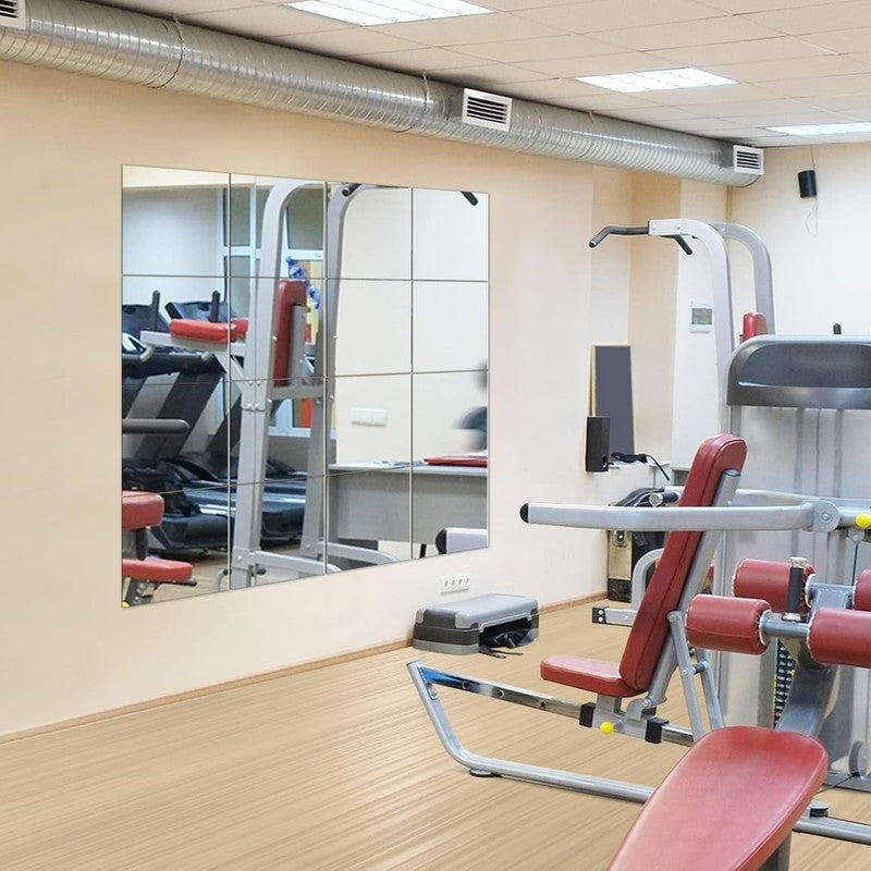 EVENLIVE Gym Mirrors 16PCS 12" Glass Wall Mirror Tiles for Home Gym & Decor1