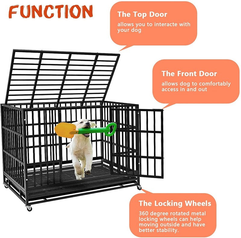Heavy Duty Indestructible High Anxiety Dog Crate Cage for Outdoor and Indoor wit5