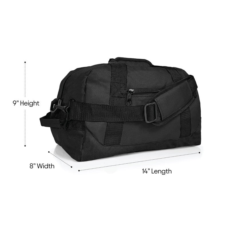 14" Small Duffel Bag Gym Duffle Two Tone in Black with Shoulder Strap3