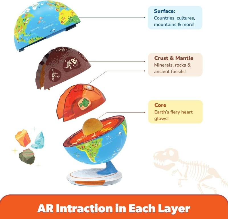 Orboot Core Interactive Globe Earth Fossils Minerals STEM Toy Ages 4+3