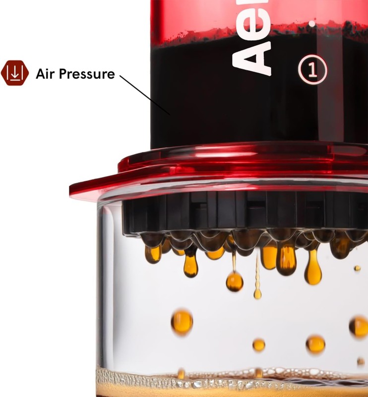 Clear Red Coffee Press French Press Pour Over Espresso Travel Camping Brewer3