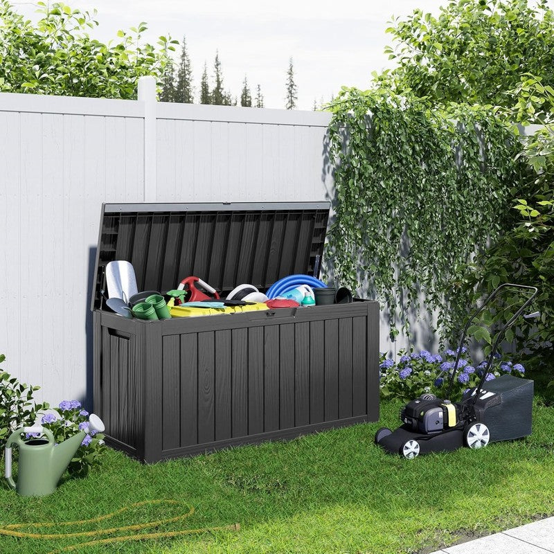 80 Gallon Lockable Resin Deck Box   Waterproof Storage for Tools & Furniture6