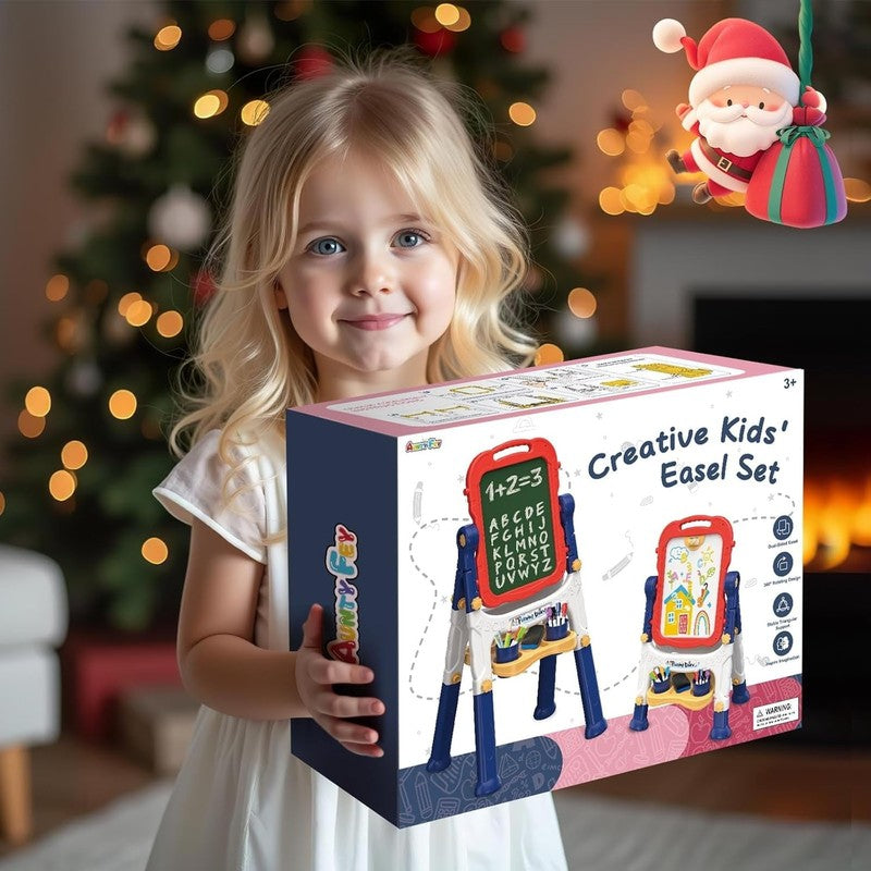 Art Easel for Kids, Adjustable Double-Sided with Chalk Board & Magnetic Whiteboa5