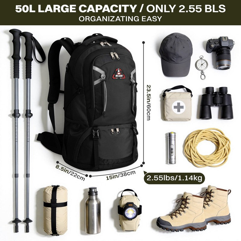 50L Hiking Backpack for Men Women, Outdoor Camping Backpacking Backpack, Lightwe4