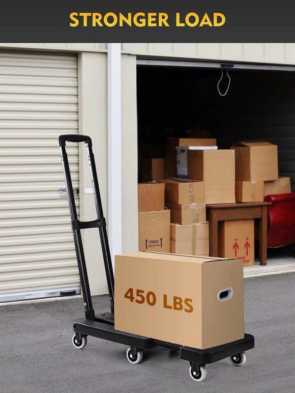 Folding Hand Truck 500LB Heavy Duty Dolly Cart 6 Wheels Utility Platform Black4