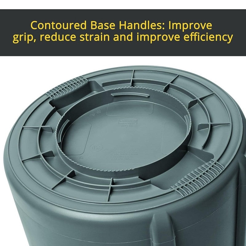 32-Gal Heavy-Duty Trash Can with Venting Channels, Gray Garbage Bin8