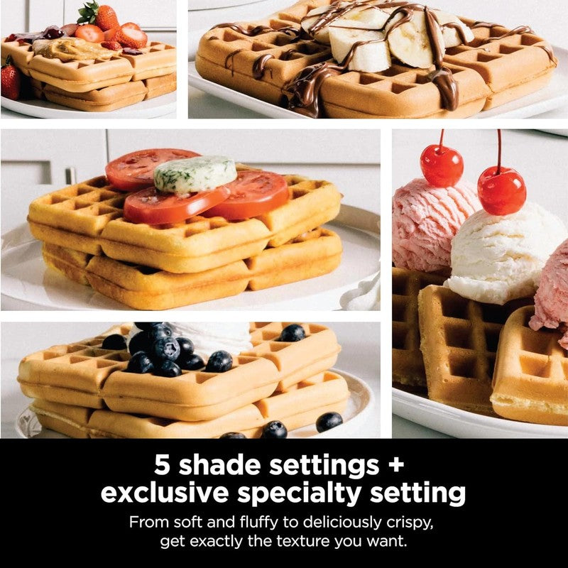 Belgian Waffle Maker Pro | Vertical Design | 5 Shade Settings with Precision Pou1