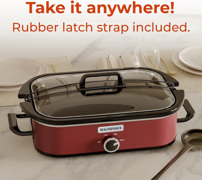 4QT Slow Cooker w/ Ceramic Nonstick Dish Temp Control Glass Lid5