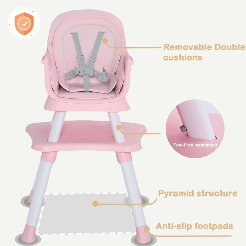 8 in 1 Baby High Chair, Toddler Dining Booster Seat for Eating, Pink White2