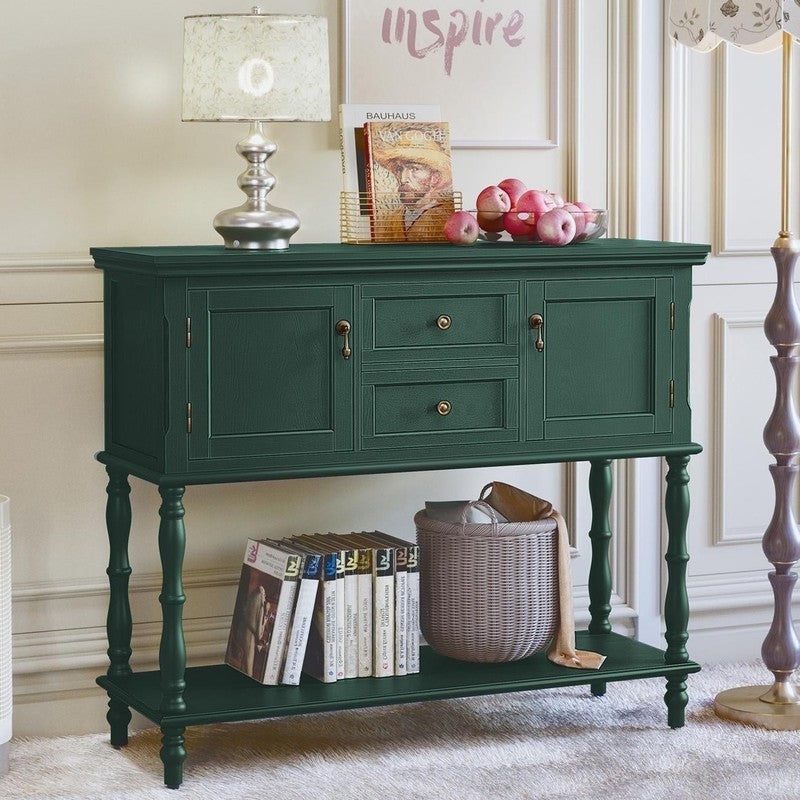 42” Farmhouse Modern Console Table Entryway w/ Storage Shelf Green4