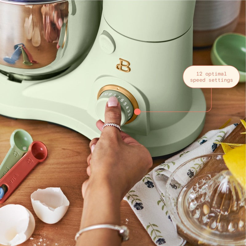 3.5 Qt Stand Mixer Sage Green w/ Flat Beater Dough Hook & Whisk4