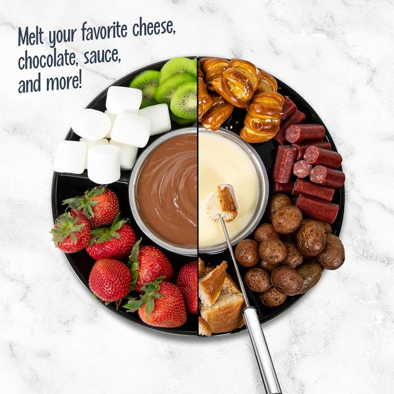 Electric Fondue Set, 10oz Pot, 4 Forks, Tray, for Cheese & Chocolate, Black3