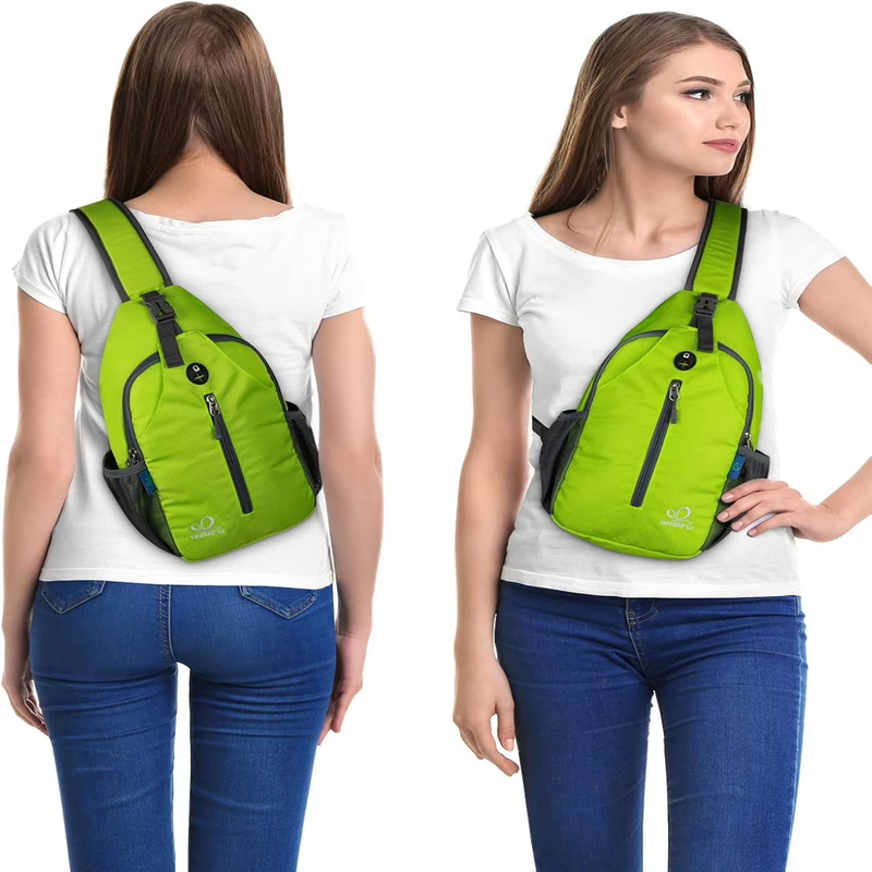 Unisex Hiking Travel Nylon Sling Bag Cross Body Shoulder Chest Bag,Fluorescen5