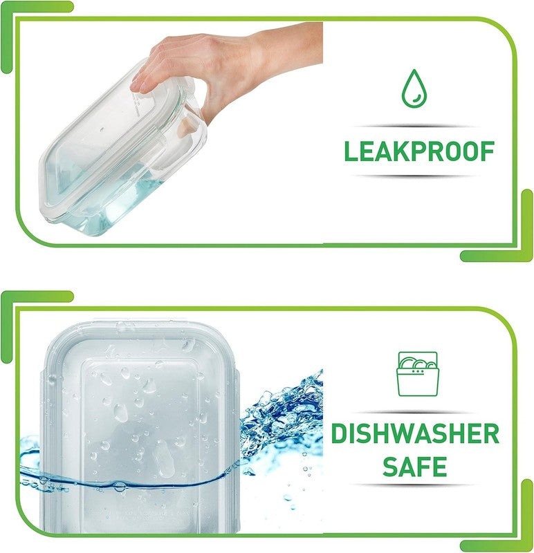 5 Pack 36oz Glass Meal Prep Containers Airtight Leakproof Square4
