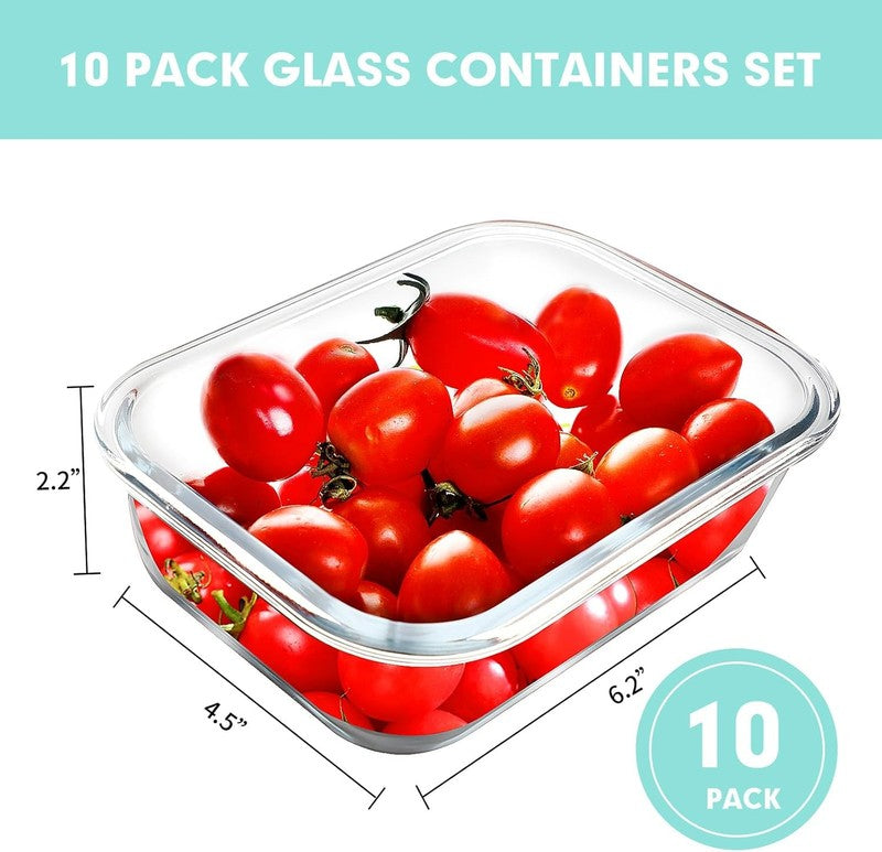 10 Pack 22oz Glass Meal Prep Containers Airtight Lids Green1