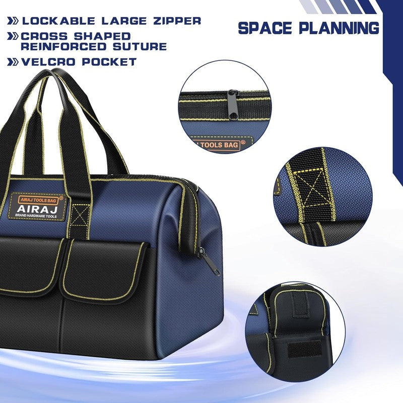 2-Pack Tool Bag Set 18" & 16" Wide Mouth Tote Portable Tool Organizer2