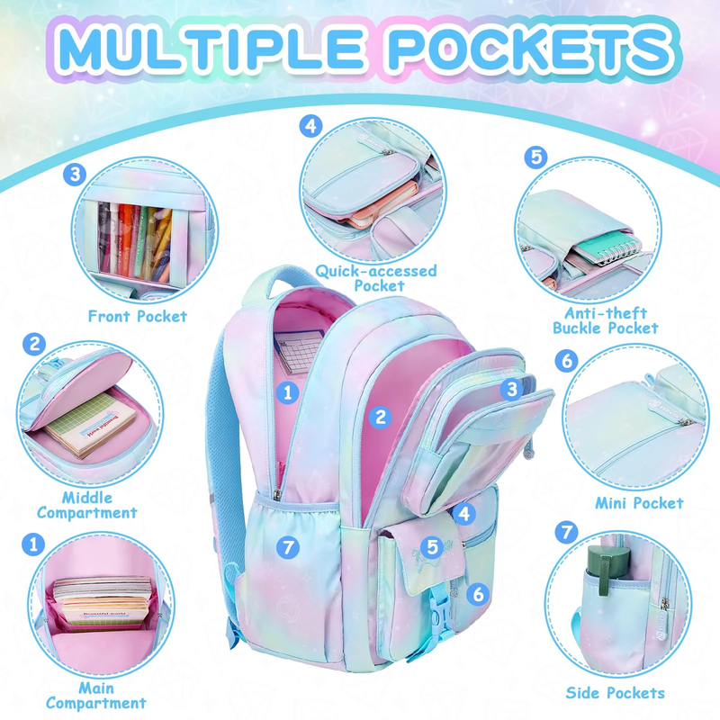 Kids Kawaii Ita School Backpack Lightweight Student Bag Blue1