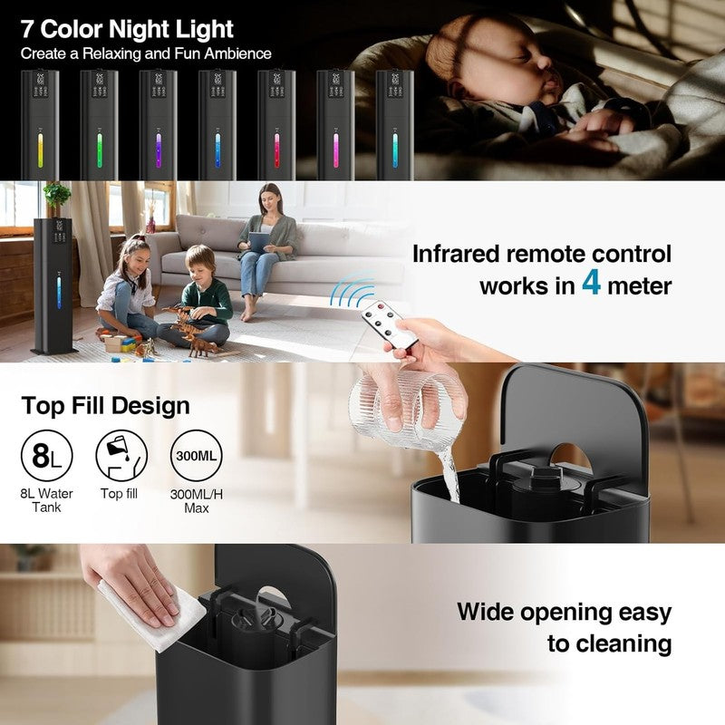 8L Smart Cool Mist Humidifier Large Room Top Fill App Remote Quiet 3 Speed8