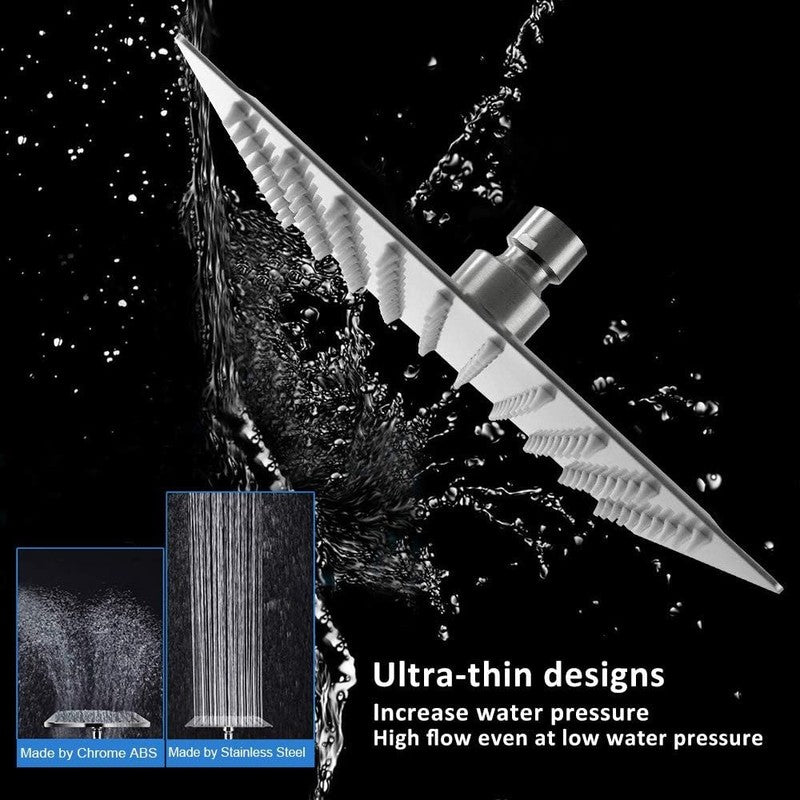8" Brushed Nickel Rainfall Shower Head High Pressure Stainless Steel Square1