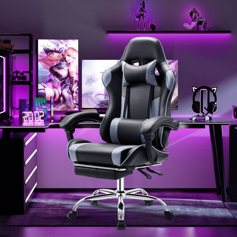 Big and Tall Gaming Chair, Computer Chair with Footrest and Lumbar Support, Heig1