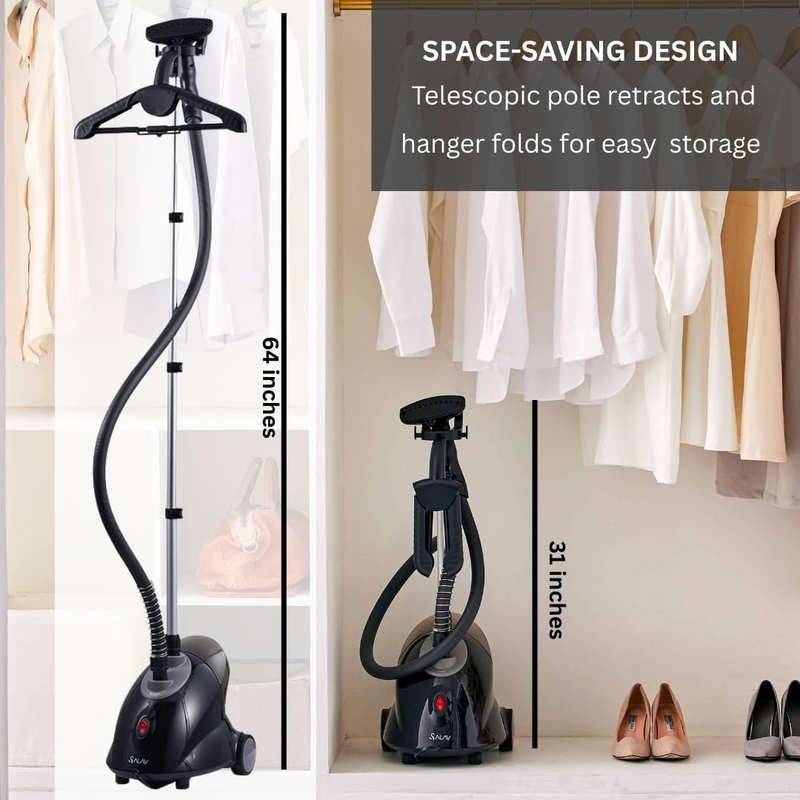 GS18 DJ Standing Garment Steamer with Roll Wheels for Easy Movement, 1.8L Water 3