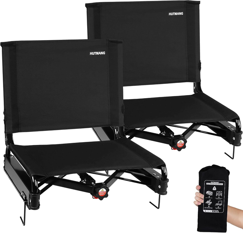 2 Pack Wide Stadium Seats w/ Back Support Cushion Folding Chairs w/ Bag9