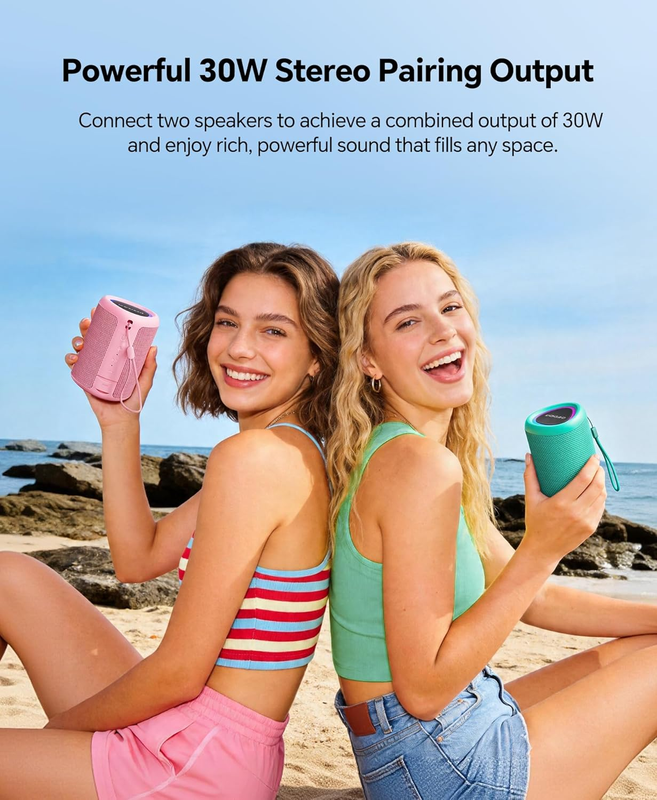 Portable Bluetooth Speaker IPX5 Waterproof BT 5.3 TWS Beach Pool Party6