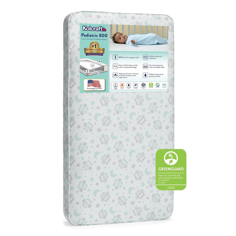 Pediatric 800 Crib Toddler Mattress Extra Firm 80 Coil Waterproof Gray0