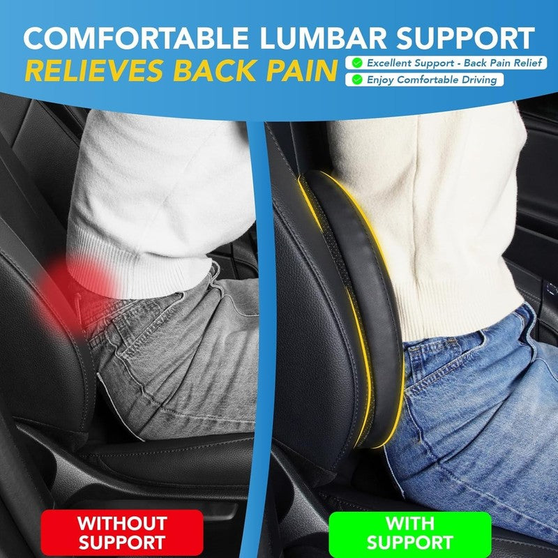 Memory Foam Lumbar Support Pillow for Car & Office Back Pain Relief   Black3