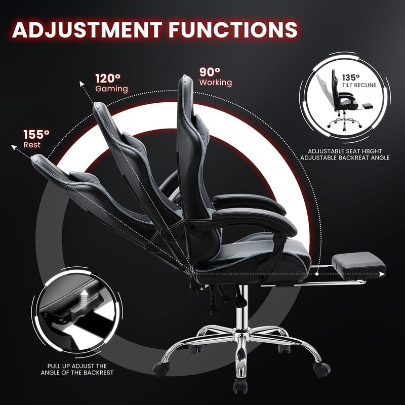 Big and Tall Gaming Chair, Computer Chair with Footrest and Lumbar Support, Heig5