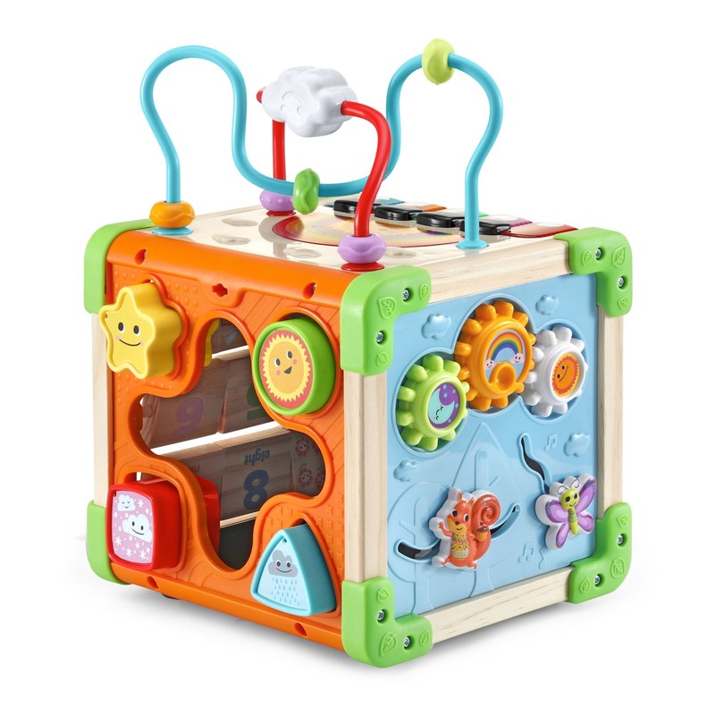 Wooden Activity Cube Touch & Learn FSC Certified Baby Toddler Toy7