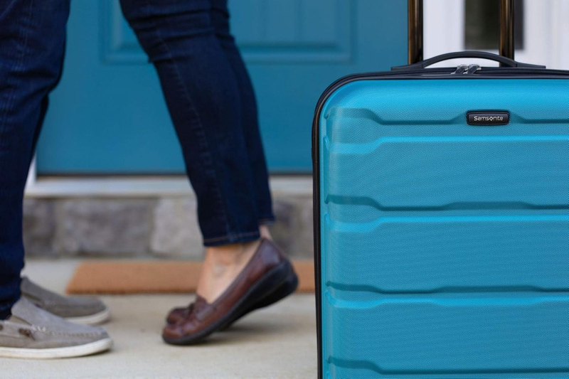 28" Hardside Expandable Luggage Spinner Wheels Checked Suitcase Caribbean Blue4