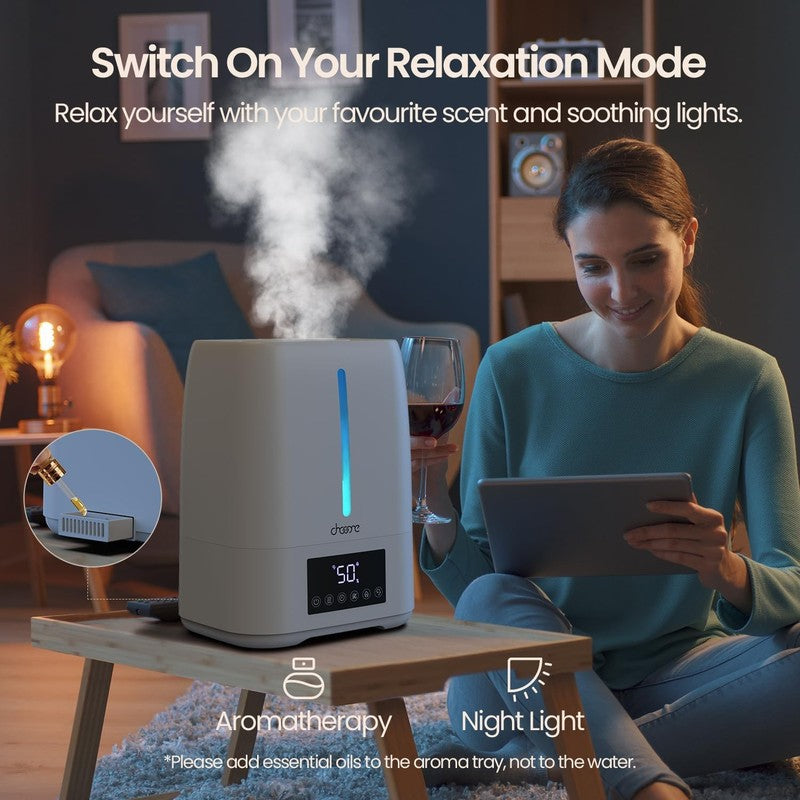 Humidifier 6L Cool & Warm Mist Top Fill Quiet w/ Timer Diffuser White5