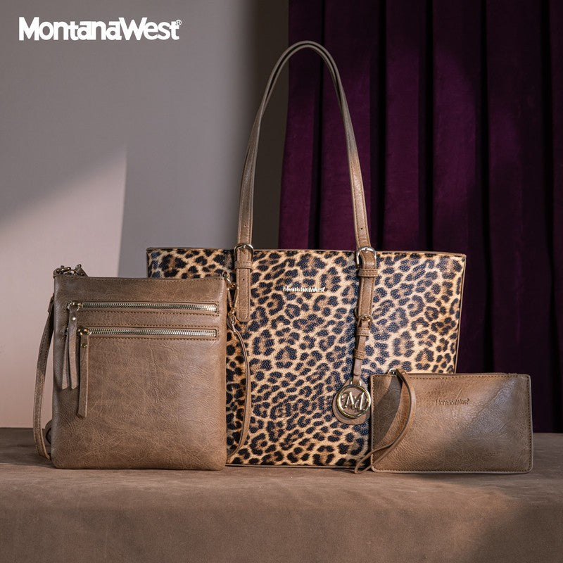 Purses for Women Tote Bag 3Pcs Set Leopard Print Satchel Handbags4
