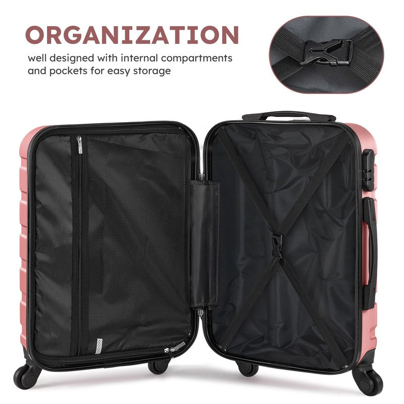 4 Piece Luggage Set Hardside Spinner Suitcase 16 20 24 28 Inch Lightweight Pink7